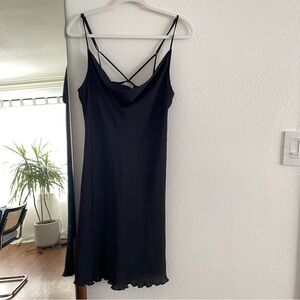 Free People Silky Cowl Neck Black Mini Dress